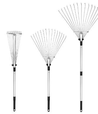 Photo 1 of Buyplus Adjustable Garden Leaf Rake - 24 to 63 Inch Telescopic Metal Rake, Expandable Folding Leaves Rake for Lawn Yard, Flowers Beds and Roof