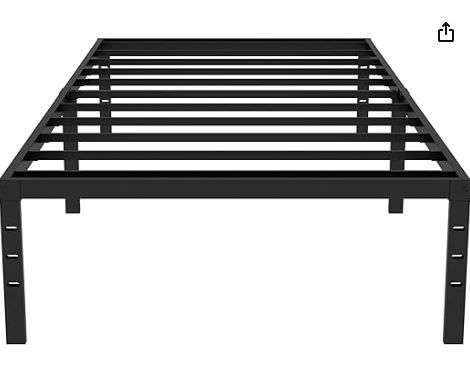 Photo 1 of win Bed Frames Metal Platform Twin Size Bed Frame 14 Inch Max 2000lbs Heavy Duty Metal Slat Support, No Box Spring Needed Underbed Storage, Easy to Assembly, Black