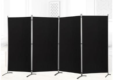 Photo 1 of RANTILA 4 Panel Room Divider, 6 Ft Tall Folding Privacy Screen Room Dividers, Freestanding Room Partition Wall Dividers, 136''W x 20''D x 71''H, Black Black 4 Panel