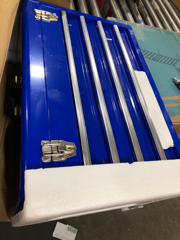 Photo 1 of Workington Portable Metal Tool Chest with 4 Drawers, 20" 4-Drawer Tool Chest Cabinet with Ball Bearing Drawer Slides, Steel Tool Storage Box Organizer 4004 Bluelpnpmcc5175124
