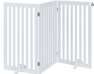 Photo 1 of unipaws 36”H Free Standing Pet Gate for Dog Cat Baby, Tall Wooden Dog Gates for Doorway, Stairs, Foldable Pet Fence for The House, Expandable Dog Barrier, Indoor Use, White
