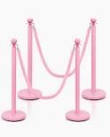 Photo 1 of Ferraycle Stainless Steel Stanchions Post Queue, 5 ft Pink Velvet Rope Red Carpet Ropes and Poles, Control Barriers for Birthday Pink Party Decorations Sand Injection Hollow Base Set, Pink(4 Pcs)