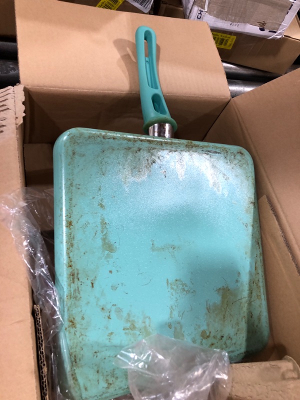 Photo 3 of GreenLife Soft Grip Healthy Ceramic Nonstick, 11" Griddle Pan, PFAS-Free, Dishwasher Safe, Turquoise Turquoise 11" Griddle Pan
