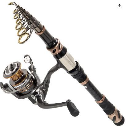 Photo 1 of PLUSINNO Fishing Rod and Reel Combos - Carbon Fiber Telescopic Fishing Pole - Spinning Reel 12 +1 Shielded Bearings Stainless Steel BB