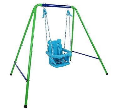 Photo 1 of Toddler Swing Set Folding, Heavy Duty Outdoor Indoor Swing with Safety Baby Seat for Kids, Sturdy Metal Frame Swing Set for Playground Backyard (Toddler Swing Set) 
