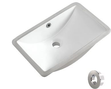 Photo 1 of Undermount Bathroom Sink 18.7"X11.9" Inch White Rectangular Porcelain Ceramic Vanity Basin with Overflow 