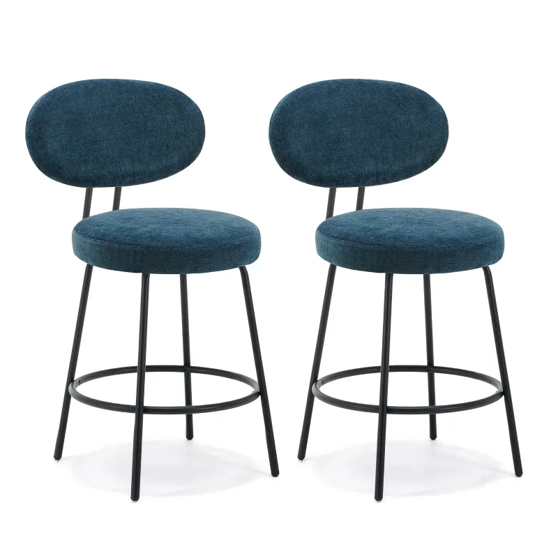 Photo 1 of COLAMY Bar Stools Set of 2, Counter Height Bar Stools, 24 Inch Upholstered Fabric Barstools with Backs and Metal Legs, Mid Century Modern Bar Stools for Kitchen Island Dining Room Bar Shops, Creen
