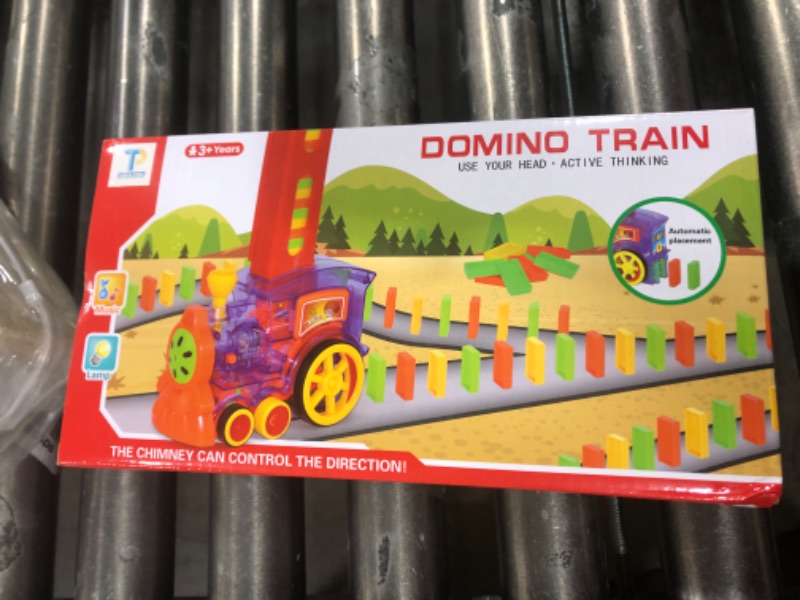 Photo 2 of POPUTOY Domino Train, Automatic Domino Blocks Building Set Plastic Kids Children Creative Toy Game Educational Play for 3-12 Year Old Boys and Girls (80pcs)