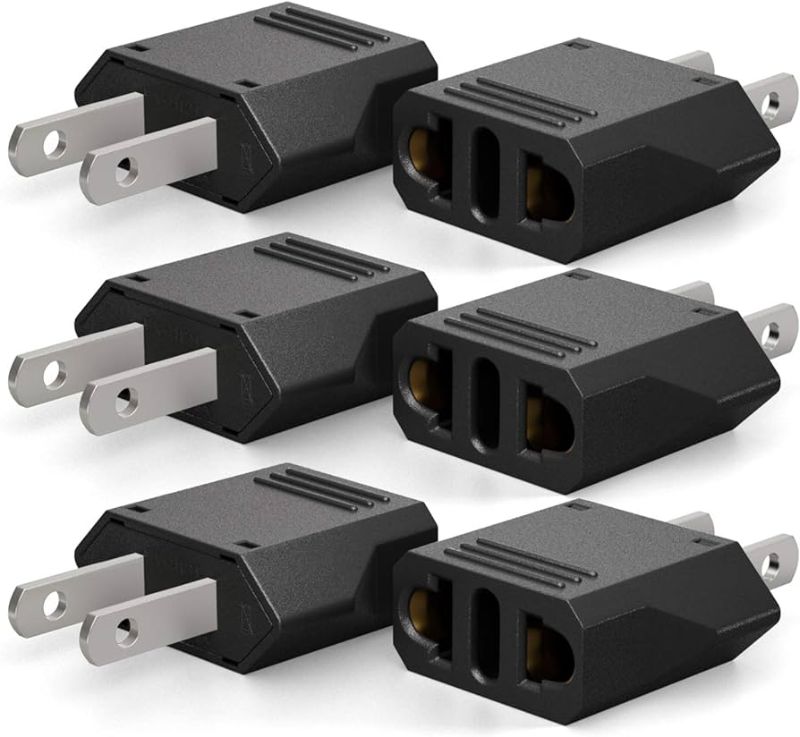 Photo 1 of 6 European Plug Adapters, European Travel Plug Converter, AC Power Converter from European Plug to US Socket, Socket Adapters for AU, US, EU, IT, E/F Countries plug-EU-BLACL