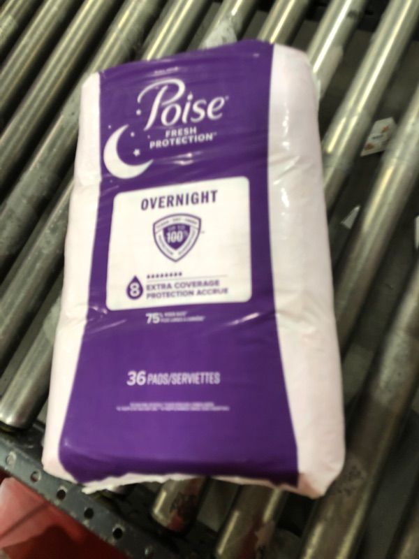 Photo 2 of Poise Incontinence Pads & Postpartum Overnight Incontinence Pads, 8 Drop Extra Coverage, 36 Count, Packaging May Vary
