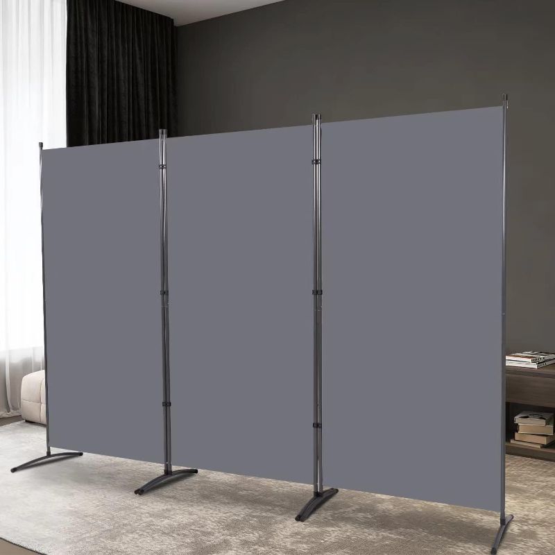 Photo 1 of 3 Panel Room Divider Partition Room Dividers, Folding Privacy Screen for Office, Room Separators Divider Freestanding Indoor Changing Roond Divider Screen Fabric Panel for Study Bedroom Grey
