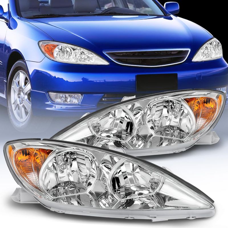 Photo 1 of Nilight Headlight Assembly for 2002 2003 2004 Toyota Camry LE/XLE Headlamps Replacement Chrome Housing Amber Reflector Clear Lens Driver and Passenger Side, 2 Years Warranty
