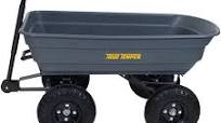Photo 1 of True Temper Poly Garden Cart Wagon, Easy Dump Design, 4 Cu. Ft. Capacity, 10 in. Pneumatic Tires for Lawn, Utility, Yard, Farm