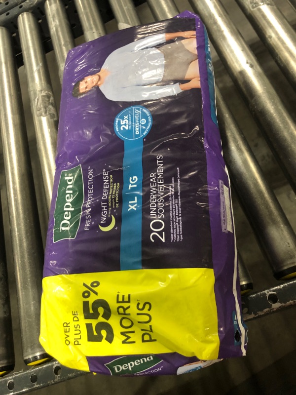 Photo 1 of Depend Night Defense Adult Incontinence Underwear for Men, Disposable, Overnight, Extra-Large, Grey, 20 Count, Packaging May Vary X-Large 20