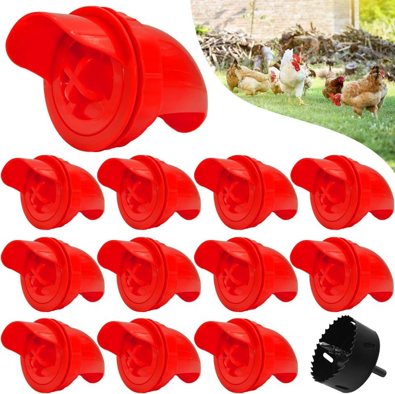 Photo 1 of 12 PCS DIY Chicken Feeders No Waste Kit, Chicken Feeders with Weather Proof Rain Proof Cover, BPA Free Automatic Poultry Feeder for Buckets, Barrels, Bins, Troughs