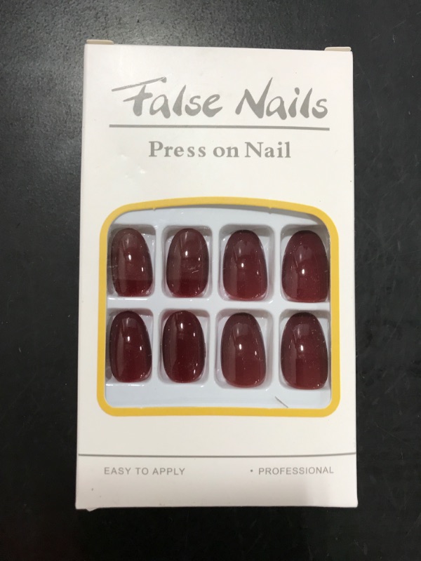Photo 1 of Wine Red Press on Nails Short Round,ZurycSio 24Pcs Short Press on Nails Almond,Dark Red Acrylic Nail Press Ons,Natural Holiday Short Almond Fake Nails Glue on,Full Cover Short Nails for Wide Nail Beds
