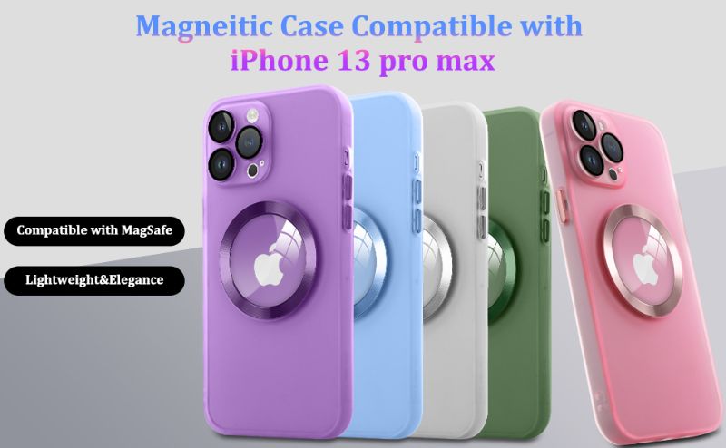 Photo 1 of KANGHAR Magnetic Case for iPhone 13 Pro Max Full Camera Protection Compatible with Magsafe,Luxury Anti-Scratch Protective Case for iPhone 13 Pro Max 6.7 Inch-  Purple