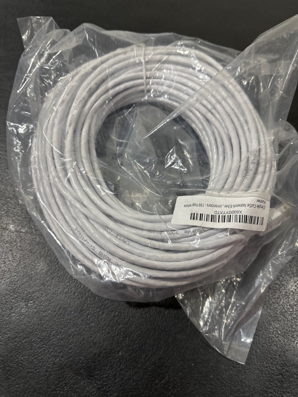 Photo 2 of Cmple Cat5e Network Ethernet Cable - Computer LAN Cable 1Gbps - 350 MHz, Gold Plated RJ45 Connectors - 100 Feet White 100FT White