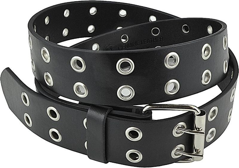 Photo 1 of Leather Belt, Double Grommet, Women's Belt, Punk Style, Adjustable Size