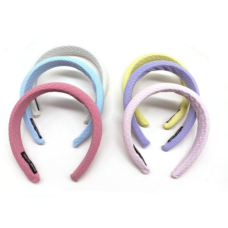 Photo 1 of aoozleny 6 Pcs Knotted Wide Headbands for Fashion Women Girls Cute, Non-slip Solid Color Hair Bands Hair Hoops Hair Accessories for Daily Festival Gifts (Waffle style)