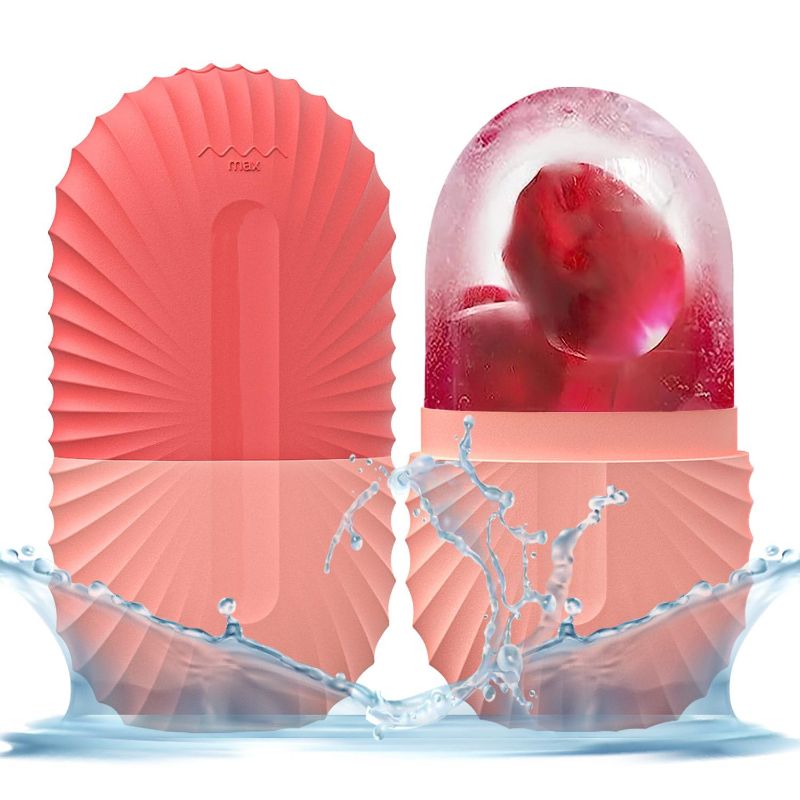 Photo 1 of Ice Mold for Face, Ice Roller for Face & Eye, Beauty Facial Ice Rollers Ice Holder Mold Face Puffiness Relief Massage Skin Care Tools, Ice Facial Cube (Shell-Pink) 