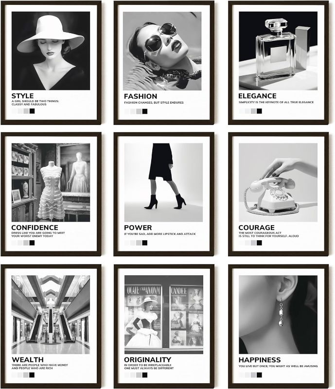 Photo 1 of 97 Decor Boujee Room Decor - Black And White Wall Art Posters, Black And White Pictures for Wall Decor, Vintage Fashion Prints Photos Artwork, Black Room Decorations for Women (8x10 UNFRAMED)