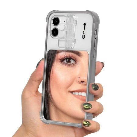 Photo 1 of ICU Designs iPhone 12 Mirror Cell Phone Case with Light Diffusers Grey