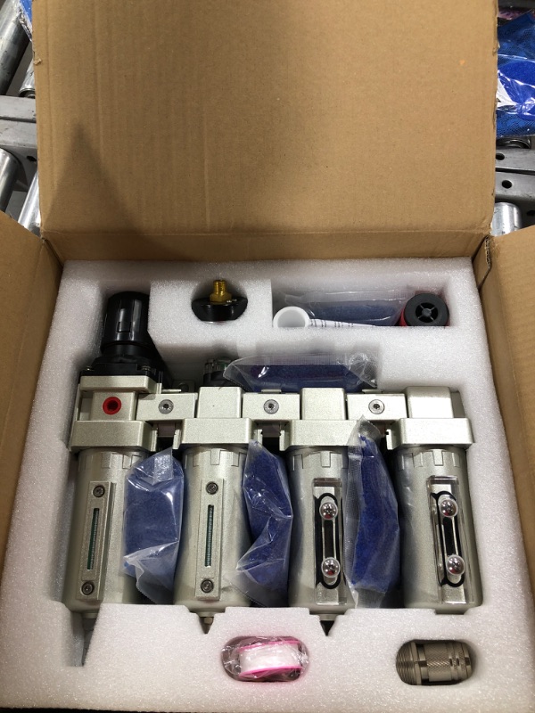 Photo 2 of 3/4" NPT Heavy Duty Industrial Grade 4 Stage Air Drying System,Auto Drain,Coalescing Filter,Particulate Filter,Double Desiccant Dryer and Air Regulator For Plasma Cutter and Paint Spray 3/4"NPT, Auto Drain 4 Stage(dual-dryer)