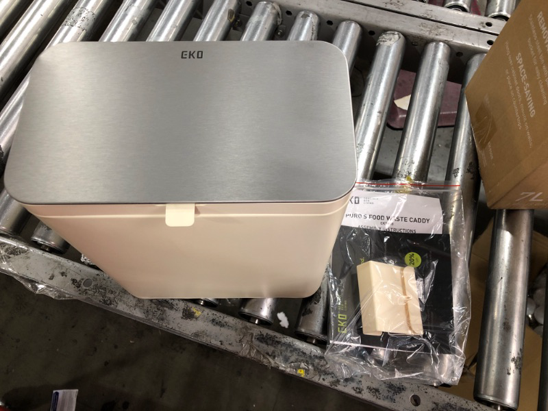 Photo 1 of EKO Kitchen Compost Bin Countertop, 7L / 1.85 Gal Stainless Steel Compost Bin with Removable Inner Bucket and Deodorizer Compartment, 2 in 1 Countertop Compost Bin with Lid, Food Waste Compost Caddy White