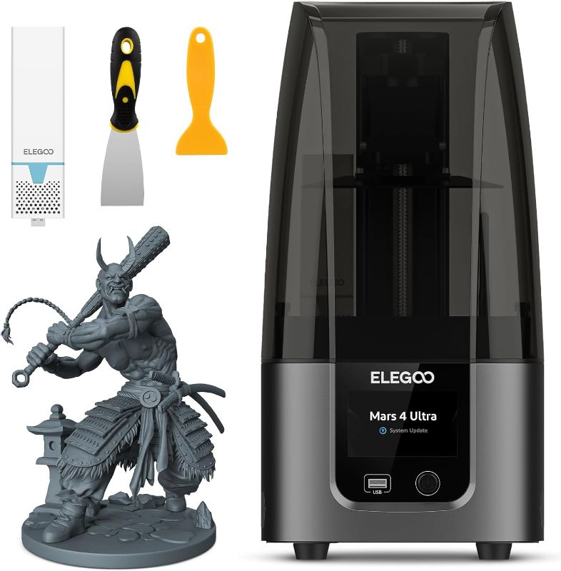 Photo 1 of ELEGOO Mars 4 Ultra 9K MSLA 3D Printer with 7" Monochrome LCD Screen Fast Printing Speed Support High Speed WiFi Transfer Printing Size 153.36mm*77.76mm*165mm
