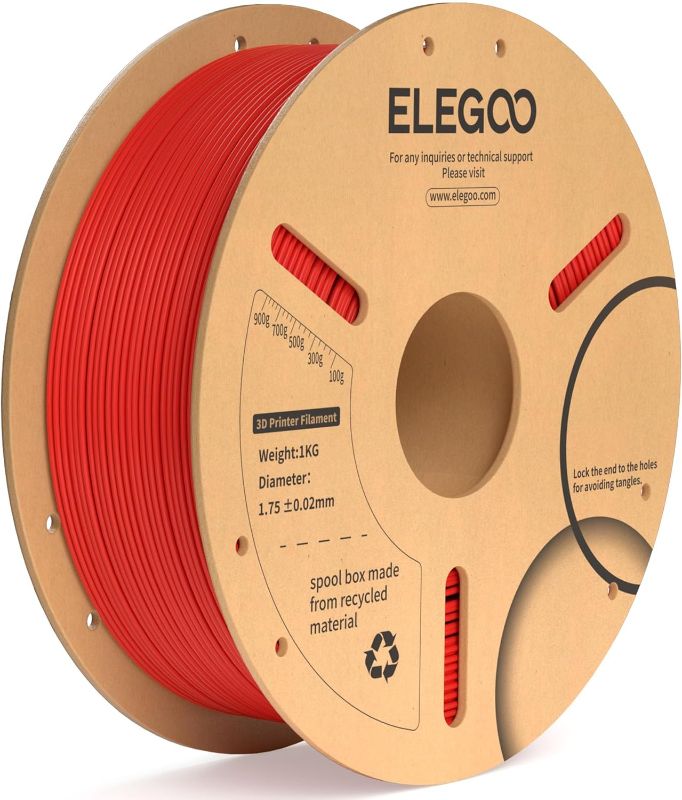 Photo 1 of ELEGOO PLA Plus Filament 1.75mm Red 1KG, PLA+ Tougher and Stronger 3D Printer Filament Pro Dimensional Accuracy +/- 0.02mm, 1kg Spool(2.2lbs) Fits for Most FDM 3D Printers
