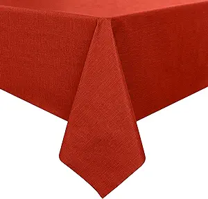 Photo 1 of 100% Waterproof PVC Tablecloth, Plastic Table Protector Oil and Spill Proof Selected Vinyl Rectangle Table Cloth Cover for Dining, Parties, Camping ?52" x 70" Red