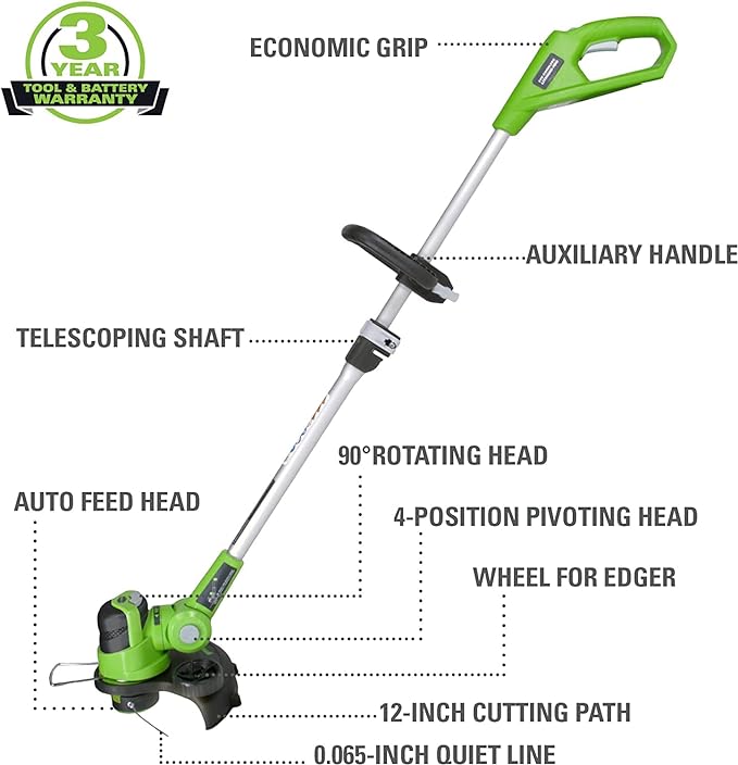 Photo 1 of Greenworks 24V 12 inch String Trimmer, 2Ah USB Battery and Charger Included ST24B215
