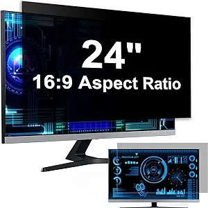 Photo 1 of [2 Pack] 24 Inch Computer Privacy Screen for 16:9 Aspect Ratio Widescreen Monitor, Eye Protection Anti Glare Blue Light Computer Monitor Privacy Filter, Removable Anti-Scratch 24in Protector Film