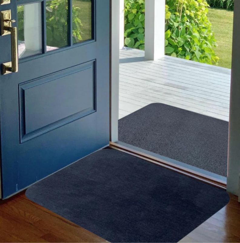 Photo 1 of 2Pack in door mat Outdoor doormats Set - 24"x36"Dark Grey Nylon Fabric - Soft Backing PVC - Anti-Slip - Oval Border - 1L Water Absorption - floor mats - front door mat - welcome mat