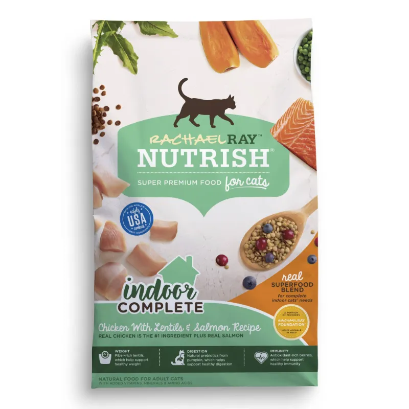 Photo 1 of Rachael Ray Nutrish Indoor Complete Chicken with Lentils & Salmon Recipe Natural Dry Cat Food - 14 lb bag
BEST BY: 07/05/2024