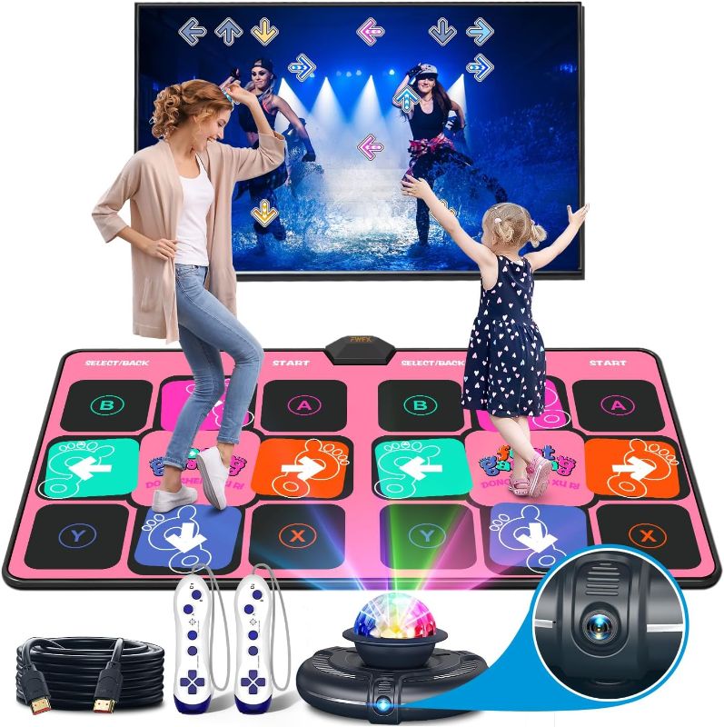 Photo 1 of Dance Mat Games for TV - Wireless Musical Electronic Dance Mats with HD Camera, Double User Exercise Fitness Non-Slip Dance Step Pad Dancing Mat for Kids & Adults, Gift for Boys & Girls…
