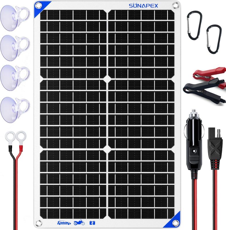 Photo 1 of Solar Battery Trickle Charger Maintainer 30W 12V Waterproof Solar Panel Trickle Charger for Car Boat RV Truck Motorcycle Marine Tractor Battery
