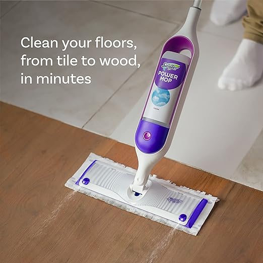 Photo 1 of Swiffer PowerMop Multi-Surface Mop Kit for Floor Cleaning, Fresh Scent, Mopping Kit includes PowerMop, 2 Mopping Pad Refills, 1 Floor Cleaning Solution with Fresh Scent and 2 batteries
