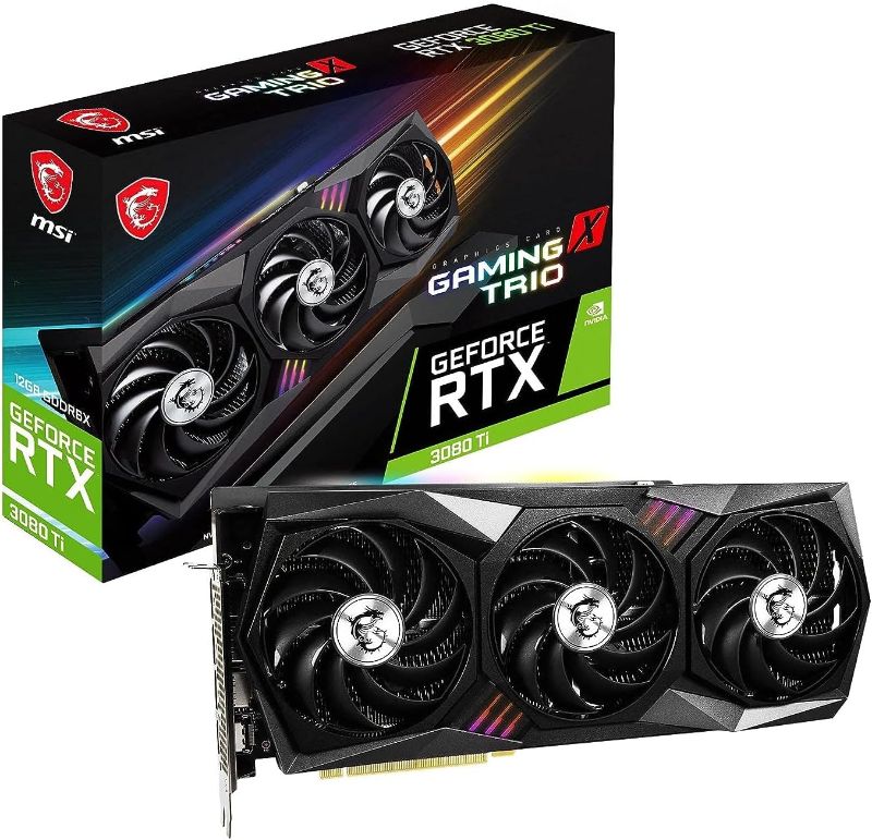 Photo 1 of MSI GeForce RTX 3080 Ti 12GB GDRR6X 320-Bit HDMI/DP Nvlink Torx Fan 3 Ampere Architecture OC Graphics Card (RTX 3080 Ti Gaming X Trio 12G)