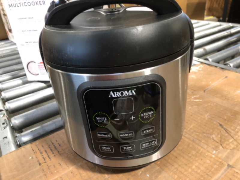 Photo 3 of aroma housewares arc-994sb rice & grain cooker slow cook, steam, oatmeal, risotto, 8-cup cooked/4-cup uncooked/2qt, stainless steel