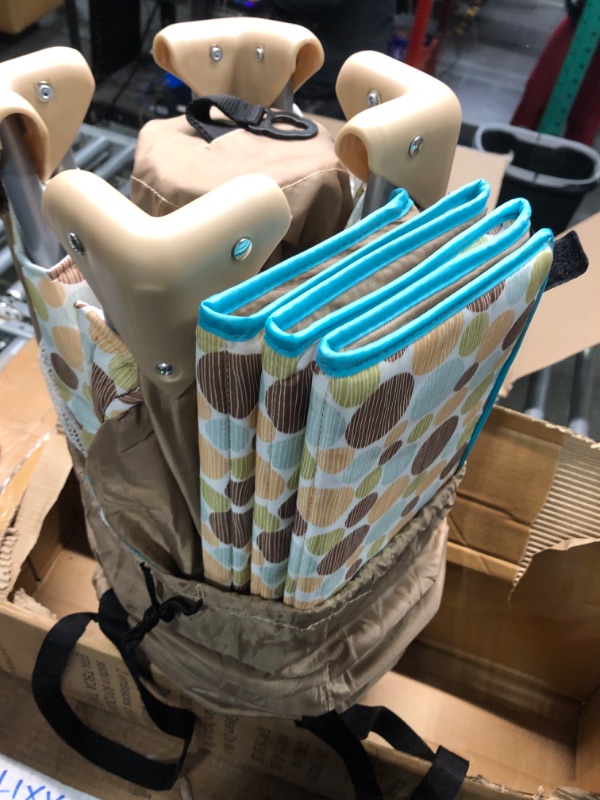 Photo 1 of Dream On Me Zodiak Portable Playard in Coffee and Blue, Lightweight, Packable and Easy Setup Baby Playard, Breathable Mesh Sides and Soft Fabric - Comes with a Removable Padded Mat Coffee/Blue