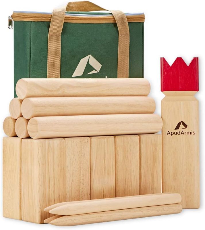 Photo 1 of ApudArmis Kubb , Viking Chess Outdoor Clash Toss Yard Game with Carrying Case - Rubber Wooden Backyard Lawn Games Set for Teenagers Adults Family