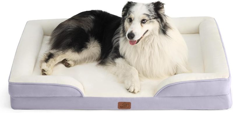 Photo 1 of Bedsure Orthopedic Dog Sofa Bed - Waterproof Pet Couch with Removable Washable Cover, Supportive Foam, Nonskid Bottom, Lavender 43xx30