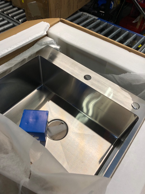 Photo 3 of 25 Inch Drop In Kitchen Sink- Logmey Stainless Steel Drop-in Sink 16 Gauge Topmount Sink Single Bowl Overmount Kitchen Sink Bar Sink 25x22x9 Inches 25"x22"x9" Stainless Steel