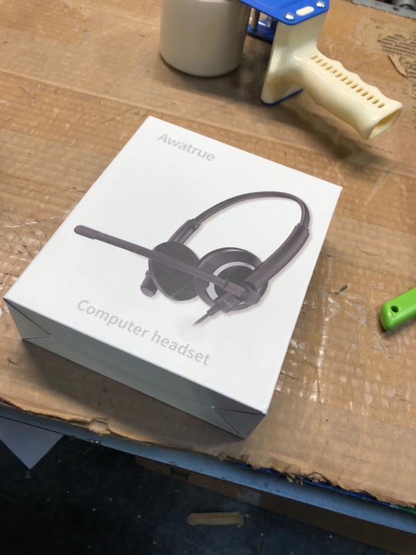 Photo 1 of awatrue Wired Headset with Microphone for PC Laptop - 3.5mm Jack On Ear Headphones with Noise Cancelling Microphone for Boom Skype Webinars, in-line Control,Comfortable