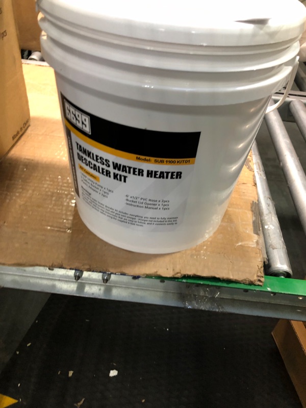 Photo 3 of 6699 Tankless Heater Descaling Flush Kit Includes Submersible Water Pump with Adapters 2.5 Gallons Pail with Bucket Lid Opener and Two 3/4" GHT X 6FT PVC Rubber Black Hoses Easy Installation to Clean