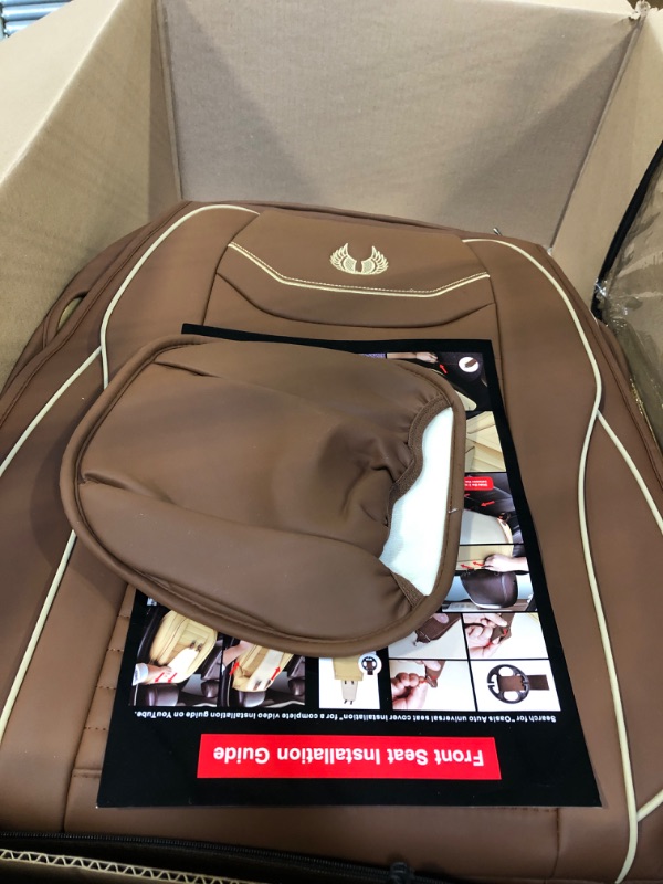 Photo 1 of OASIS AUTO Car Seat Covers Accessories Full Set Premium Nappa Leather Cushion Protector Universal Fit for Most Cars SUV Pick-up Truck, Automotive Vehicle Auto Interior Décor (OD-008 Brown) LEATHER FULL BROWN
