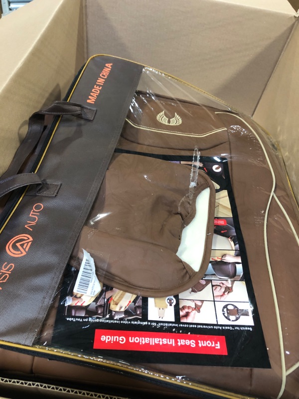 Photo 1 of OASIS AUTO Car Seat Covers Accessories Full Set Premium Nappa Leather Cushion Protector Universal Fit for Most Cars SUV Pick-up Truck, Automotive Vehicle Auto Interior Décor (OD-008 Brown) LEATHER FULL BROWN