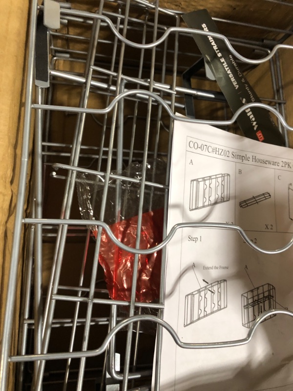 Photo 1 of 2PK - SimpleHouseware Plastic Over The Cabinet Door Organizer Holder, Silver 2 Pack